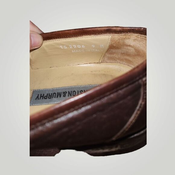JOHNSTON & MURPHY MADE IN ITALY BROWN LEATHER MENS TASSEL LOAFERS SHOES … main image 14